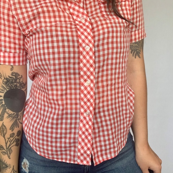 Vintage Sears Red Plaid Rockabilly Button Down - Picture 5 of 7